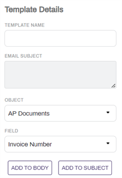 Email template details.